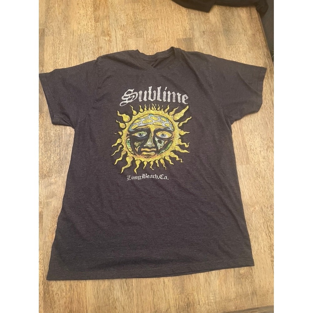 Sublime Sun Logo Graphic T-Shirt Charcoal Grey Heather Long Beach Ca Mens XL